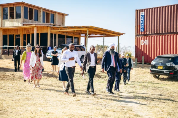 A delegation arriving for a project site visit