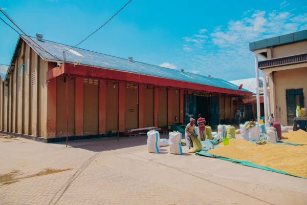 Exterior of a grain storage warehouse